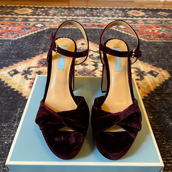 Draper James Paloma Platform - Burgundy Velvet - Picture 3 of 7